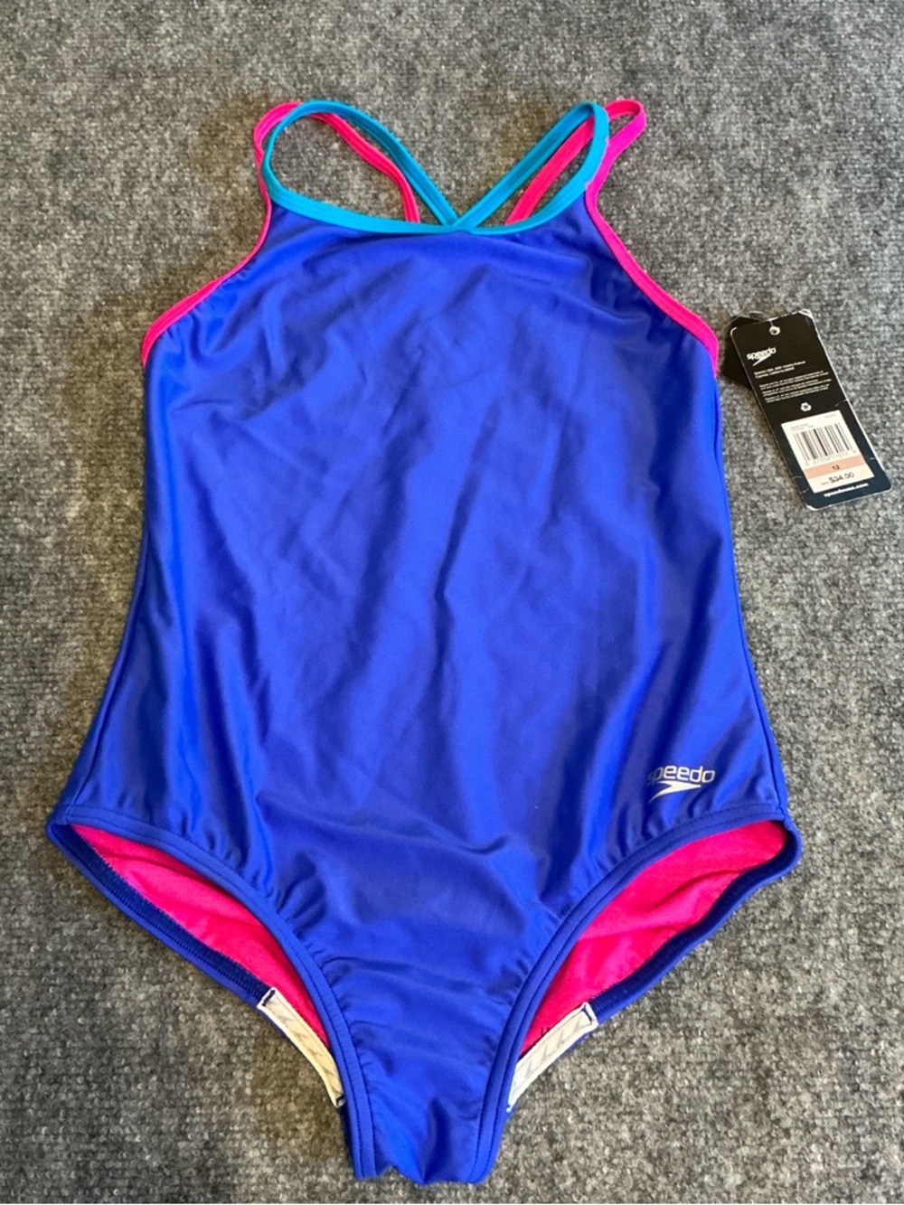 Speedo Bright Blue and Hot Pink Strappy One-Piece